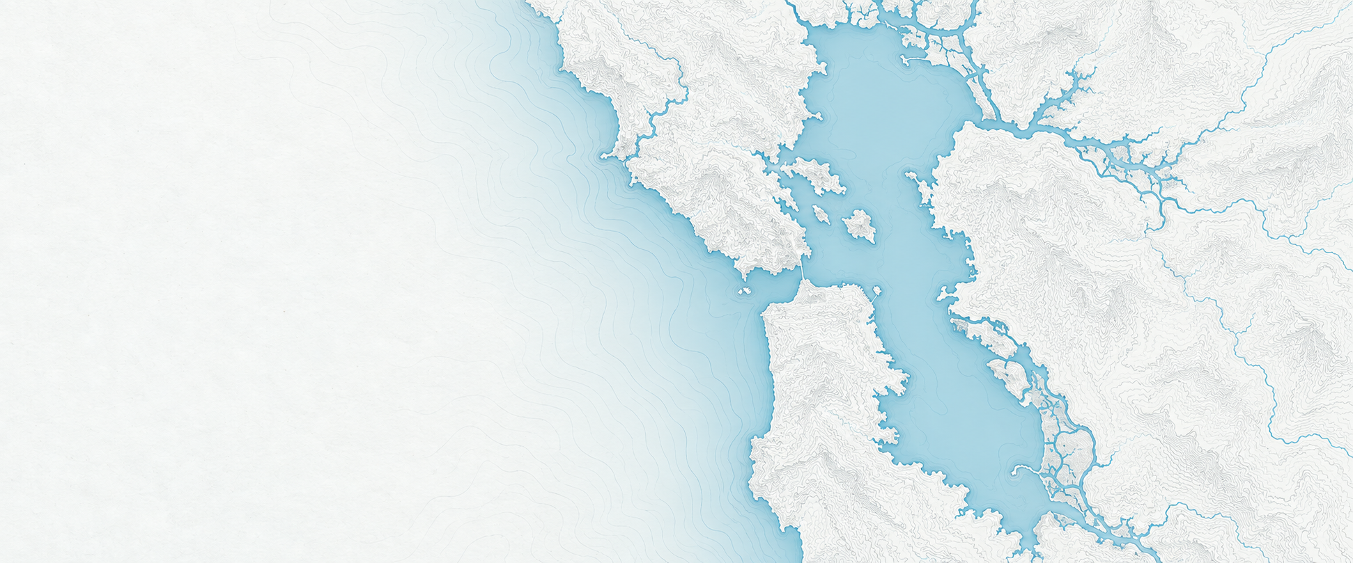 Illustrated cartographic portrait of San Francisco Bay
