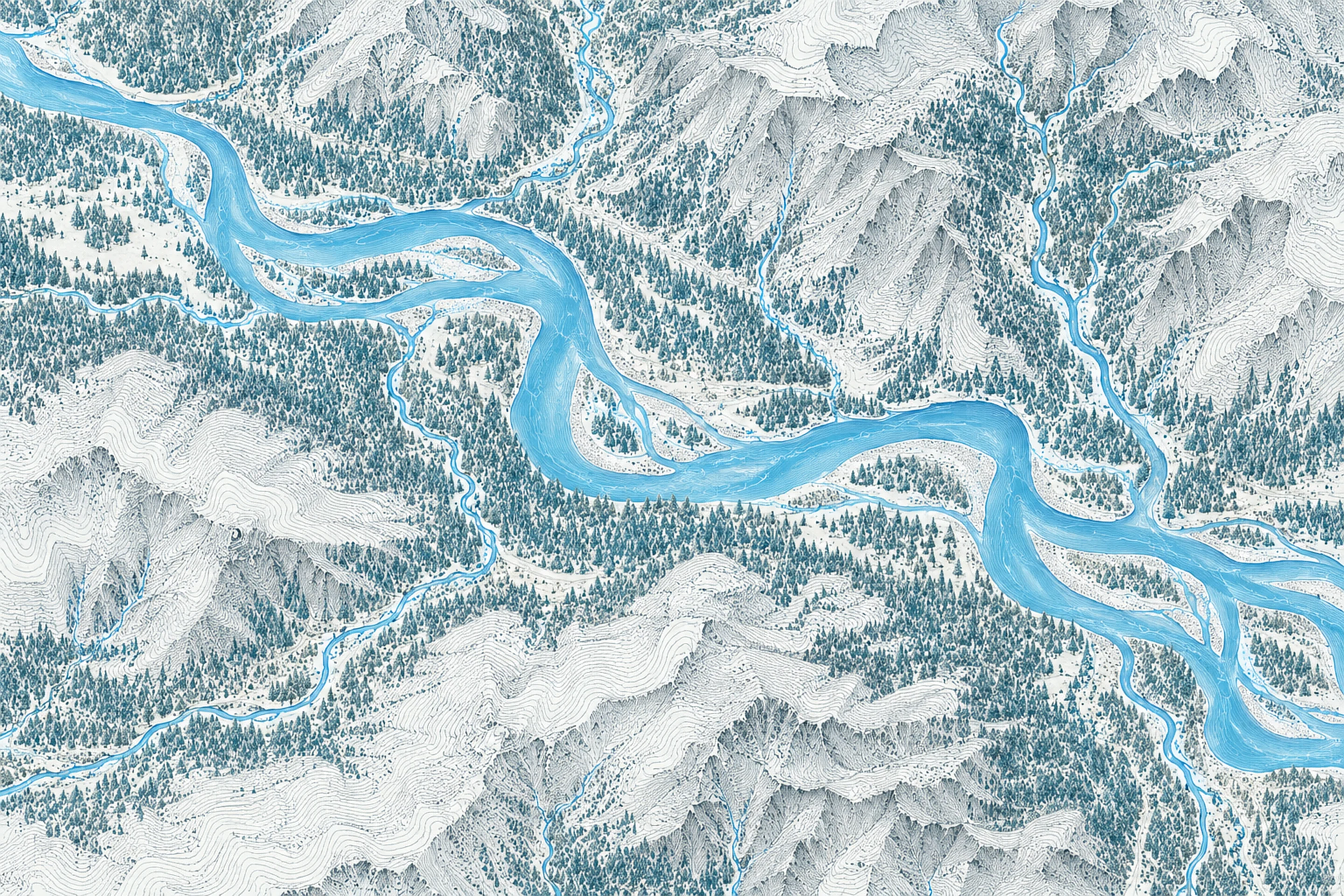 Illustrated map of Cowlitz River at Randle